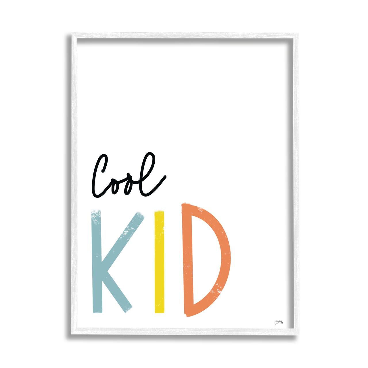 Stupell Industries Cool Kid Text Minimal Red Yellow Blue Typography Framed Wall Art